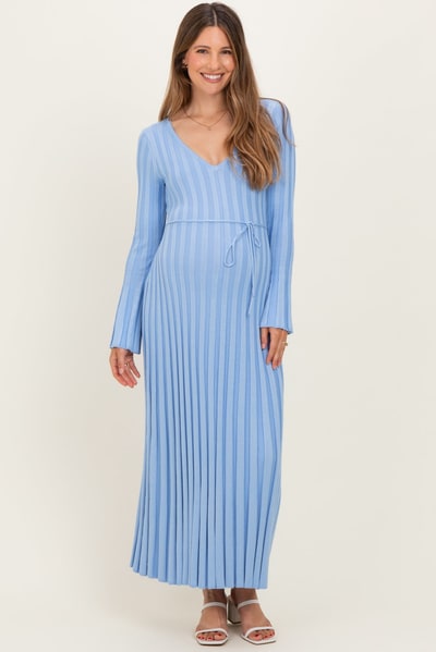 PinkBlush Periwinkle Ribbed Maternity Knit Maxi Dress