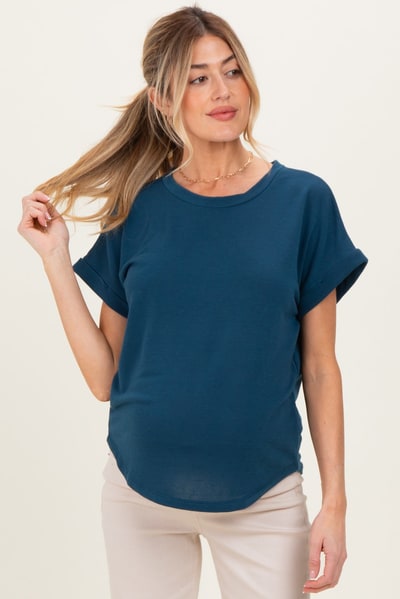 PinkBlush Teal Cuff Sleeve Maternity Top