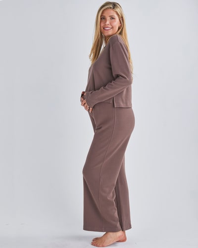 Angel Maternity Anna 2-piece Maternity Winter Lounge Wear Set in Mocha