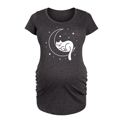 Kohl's Maternity Cat Sleeping On Moon Graphic Tee