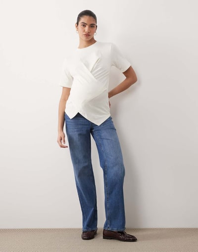 ASOS Vero Moda Maternity Tessa wide leg jeans in medium blue wash