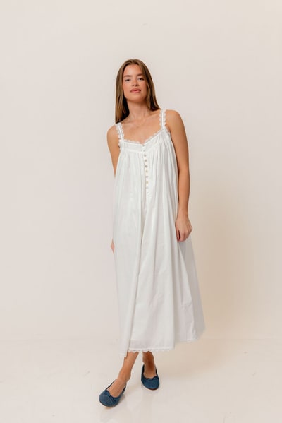 Worth Collective Reese 100% Cotton House Dress in Ivory - Bump Friendly