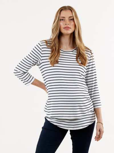 Angel Maternity Bamboo Stripe Long Sleeve Maternity and Nursing Top