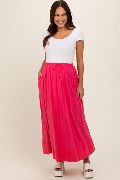 PinkBlush Magenta Colorblock Maternity Maxi Skirt