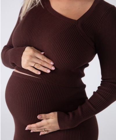 Bump City Luxe Knit Set (Espresso): Crop Sweater