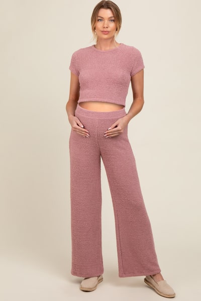 PinkBlush Mauve Short Sleeve Pant Maternity Lounge Set