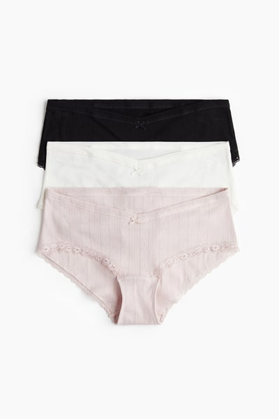 H&M MAMA 3-Pack Lace-Trimmed Cotton Hipster Briefs