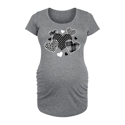Kohl's Maternity Mixed Patterned Hearts Graphic Tee