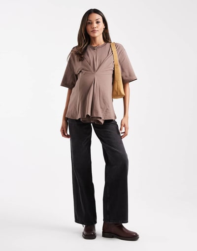 ASOS wide leg dad jeans in washed black