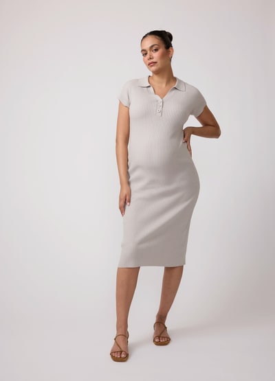 Ingrid & Isabel Polo Knit Maternity Midi Dress