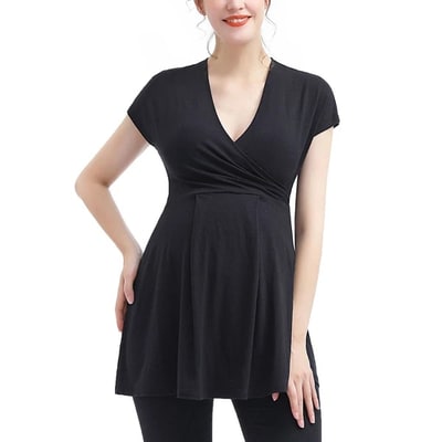 Target Pokkori Essential V Neck Wrap A-Line Maternity Nursing Top Black Small