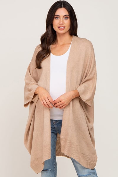 PinkBlush Taupe Knit Open Front Maternity Cardigan