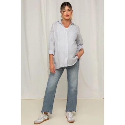 Target Pinkblush Light Blue Fringe Hem Maternity Wide Leg Jeans 25