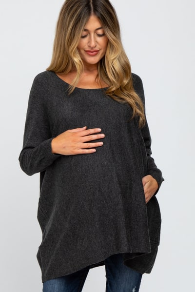 PinkBlush Black Soft Knit Dolman Sleeve Maternity Sweater