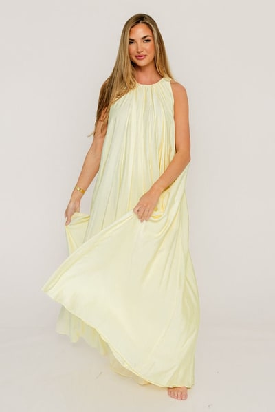 Worth Collective Becca Maxi Dress in Pale Yellow - Bump Friendly