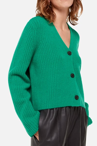 For The Creators Wool Mix Rib Cardigan Green