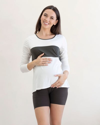 Angel Maternity Maternity Long Sleeve Lounge Top with Zipper Detail