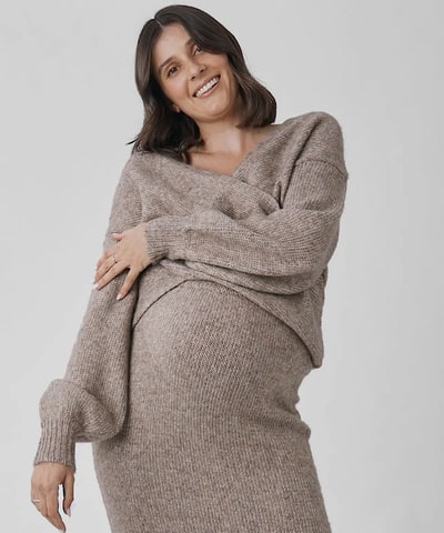 Bump City The Amélie's Enchanting Allure of Crossover Knit - Taupe