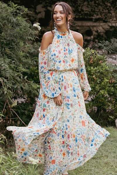 Petal & Pup Hilary Pleated Maxi Dress - Garden Floral