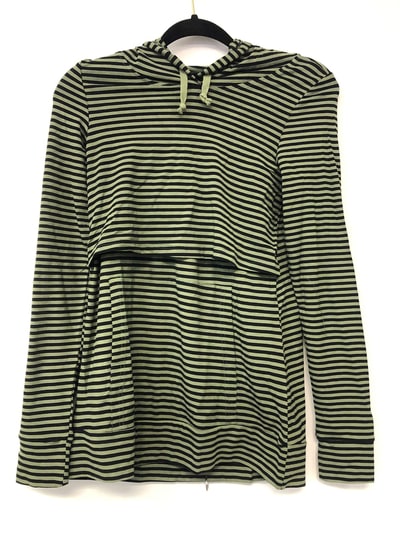 Latched Mama Outlet 6037 - Latched Mama Cloud Nursing Hoodie - Olive Stripe - Extra Extra Small