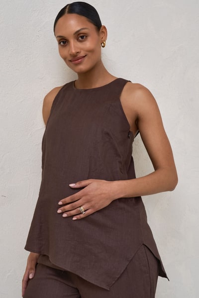 Bae the Label Timeless Linen Nursing Tank - Chocolate