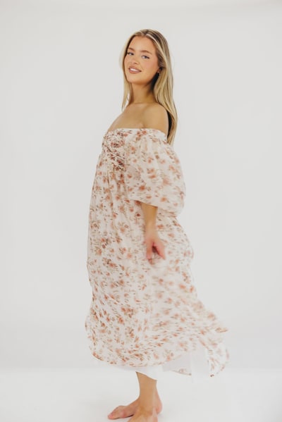 Worth Collective Harlow Maxi Dress in Ivory Floral - Bump Friendly & Inclusive Sizing (S-3XL)