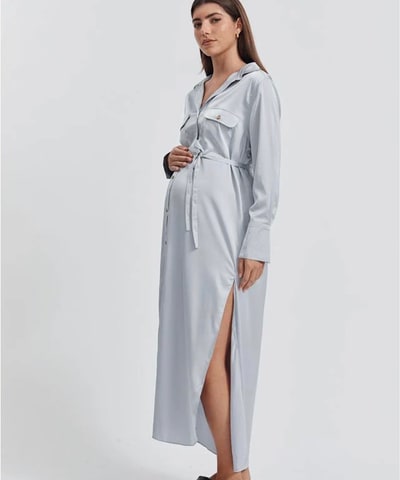 Bump City The Satin Shirtdress (Icy Blue)