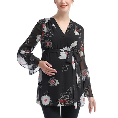 Target Pokkori V-Neck Belted Maternity Blouse Multicolored X-Large