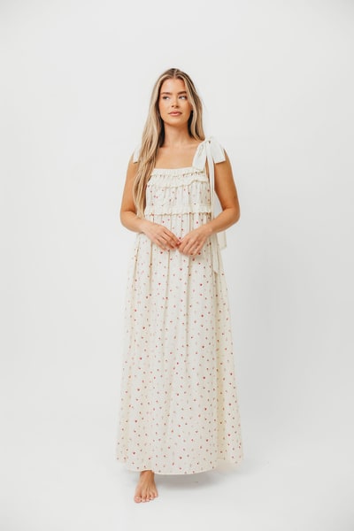 Worth Collective Ellery Tank Maxi Dress with Bow Straps in Primrose - Bump Friendly
