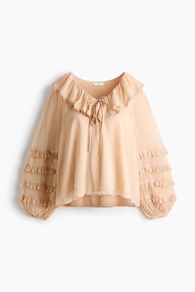 H&M MAMA Ruffle-Trimmed Chiffon Blouse