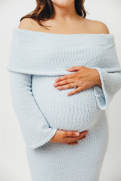 Worth Collective Nora Knit Maxi Dress in Dusty Blue - Bump Friendly