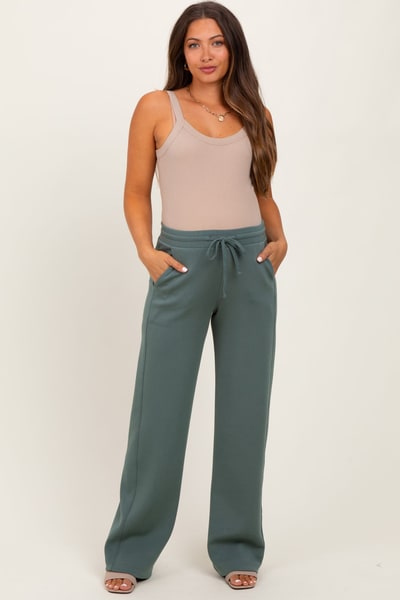 PinkBlush Light Teal Straight Leg Drawstring Maternity Sweatpants