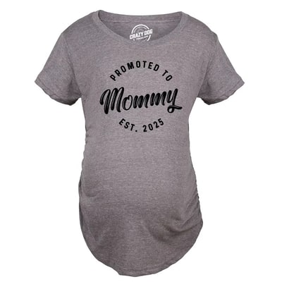 Target Maternity Funny T Shirts Promoted to Mommy 2025 Sarcastic Pregnancy New Baby Graphic Tee for Ladies - Crazy Dog Maternity T Shirt Gift for Mom M