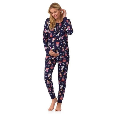 Kohl's Maternity Cuddl Duds® Cozy Long Sleeve Henley Pajama Top & Jogger Pajama Bottom Set