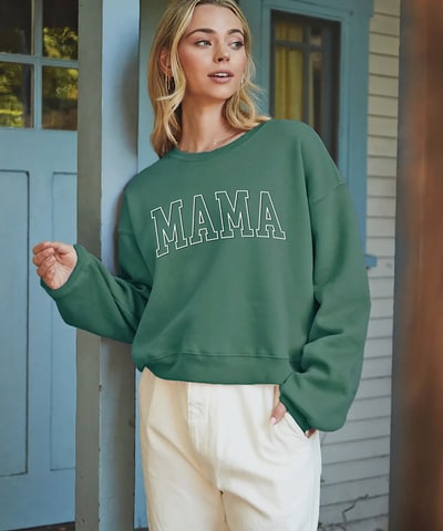 Bump City Mama Puff Print Mid Graphic Sweatshirt