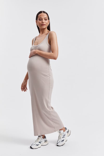 Legoe Heritage Ribbed Singlet Maxi Dress (Stone) - FINAL SALE