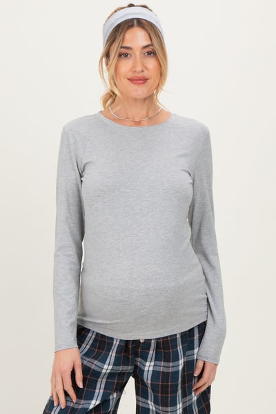 PinkBlush Heather Grey Basic Long Sleeve Maternity Top