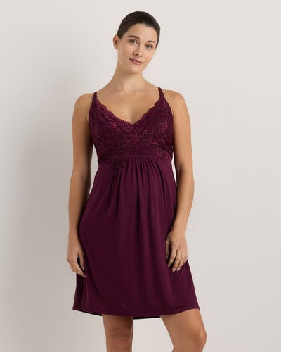 Quince Bamboo Jersey Lace Detail Maternity & Nursing Nightgown