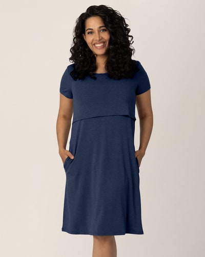 Milk & Baby Eleanora Bamboo Maternity & Nursing Dress | Navy Heather