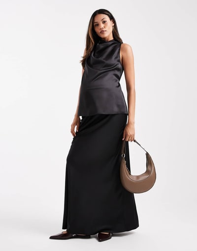 ASOS satin bias cut maxi skirt