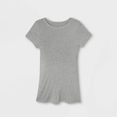Target Short Sleeve Non-Shirred Maternity T-Shirt - Isabel Maternity by Ingrid & Isabel™ Heather Gray XL: Cotton Modal Blend
