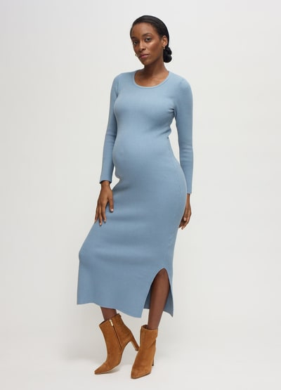 Ingrid & Isabel The Long Sleeve Ribbed Sweater Midi Maternity Dress