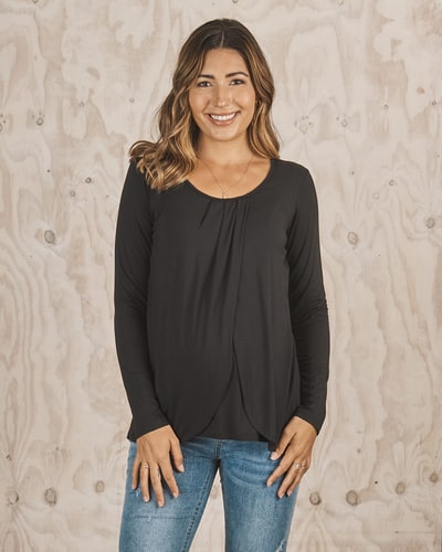 Angel Maternity Petal Front Long Sleeve Nursing Top