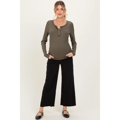 Target Pinkblush Black Raw Hem Crop Wide Leg Maternity Jeans 31