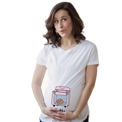 Target Maternity Bun In The Oven T shirt Funny Pregnancy Announcement New Baby Tee - Crazy Dog Maternity T Shirt White XXL