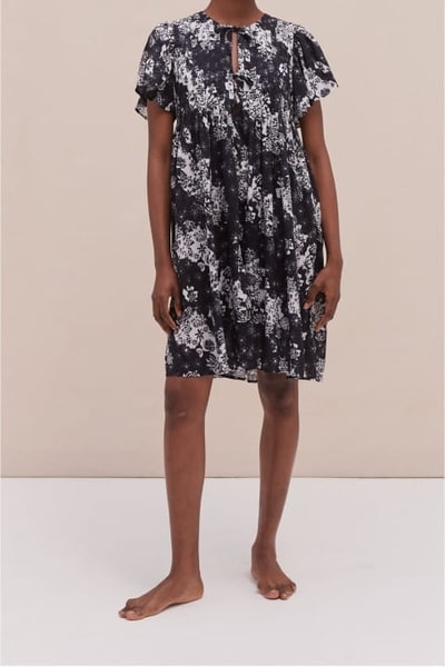 For The Creators Pleated Dress - Flowers Of Time Black