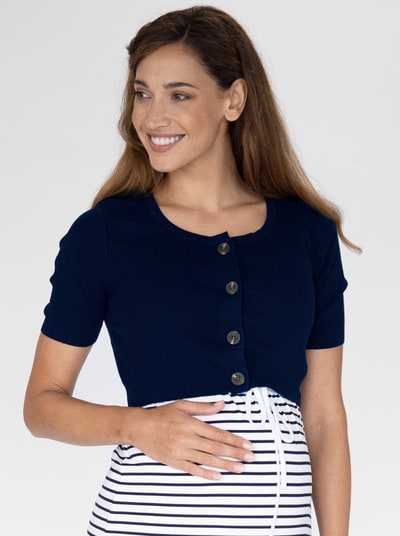 Angel Maternity Short sleeve Maternity and Postnatal Cardigan in Navy