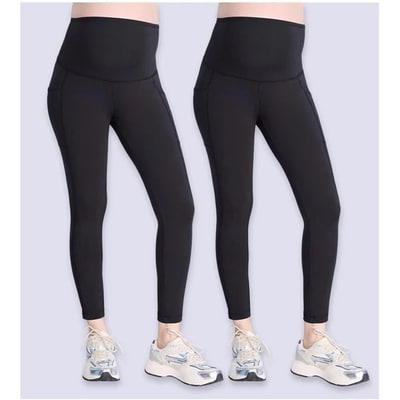 Target Women's High Waist Over the Belly Active Pocket Ankle Legging - Black 2-pack - Size: Small - Motherhood Maternity