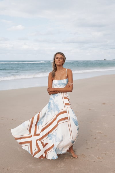 Petal & Pup Elanor Maxi Dress - Pale Blue Print