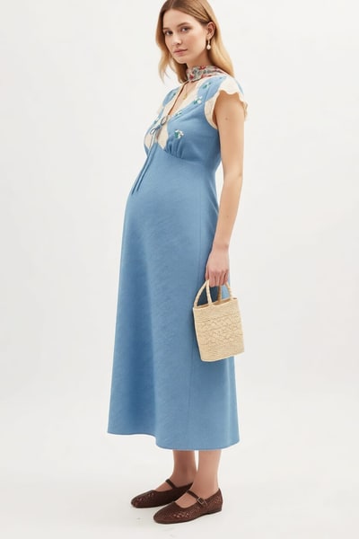 For The Creators Amari Maternity Dress in blue bud